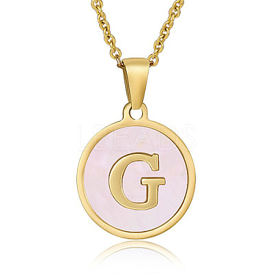 Natural Shell Initial Letter Pendant Necklace LE4192-9-1