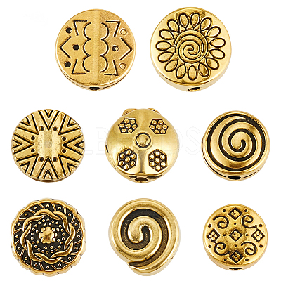 160Pcs 8 Styles Tibetan Style Alloy Beads FIND-PA0001-65A-1