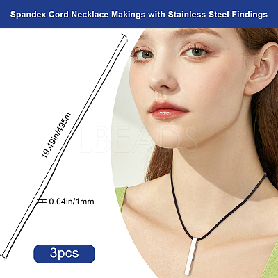 3Pcs Spandex Cord Necklace Makings MAK-BBC0001-13-1