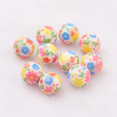 Spray Painted Resin Beads GLAA-F049-A16-1