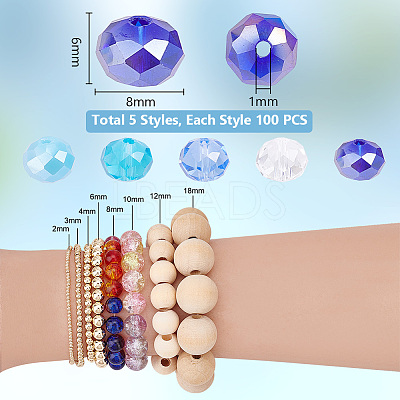 500Pcs 5 Style Electroplate Glass Beads EGLA-PH0001-40B-1