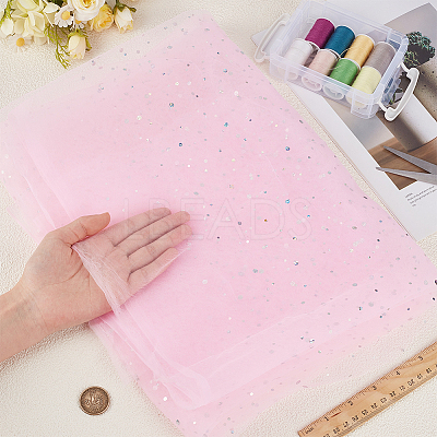 1M Sequins Polyester Organza Fabrics DIY-CY0003-41B-1