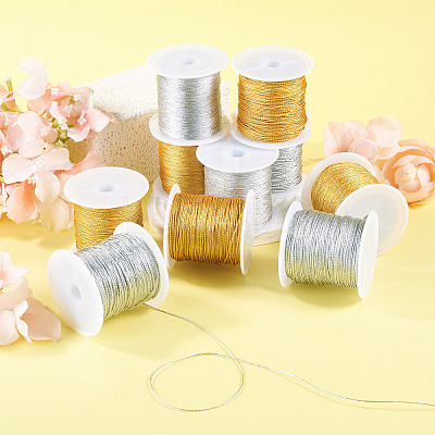 10 Rolls 10 Styles Round PET Metallic Thread MCOR-TA0001-04-1