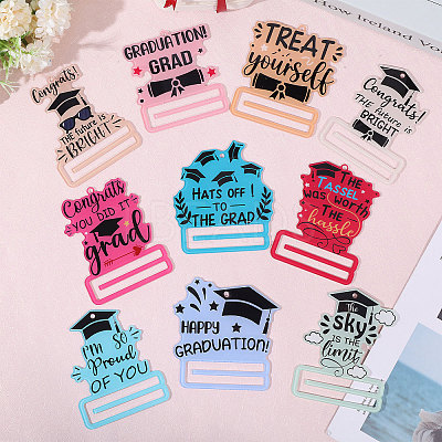 Graduation Theme Single Face Printed Acrylic Big Pendants OACR-WH0038-06-1