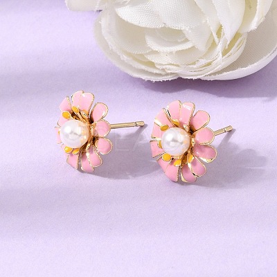 Brass Enamel Stud Earrings KK-CBA8324-27G-1