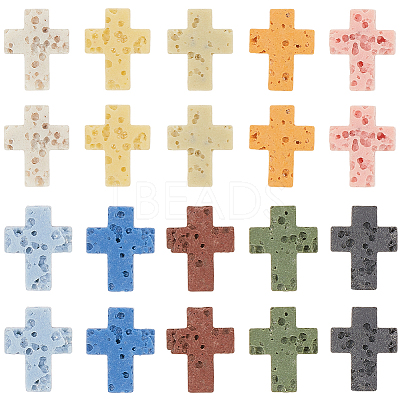 60Pcs 10 Colors Synthetic Lava Rock Beads G-SC0003-37-1