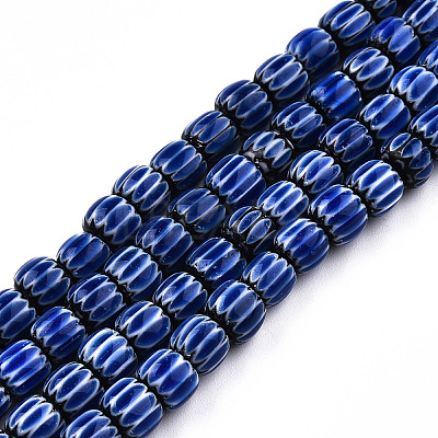 Handmade Lampwork Chevron Beads Strands X-LAMP-N023-003-01-1