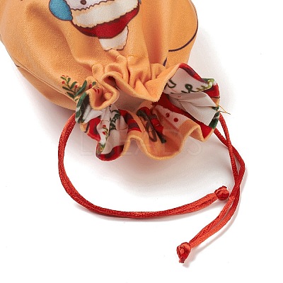 Christmas Theme Rectangle Cloth Bags with Jute Cord ABAG-P008-01D-1