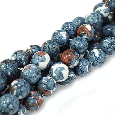 Synthetic Ocean White Jade Round Bead Strands X-G-M165-8mm-15-1