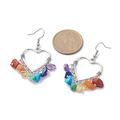 Natural Mixed Gemstone Chips Chandelier Earrings EJEW-JE05418-01-1