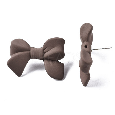 Spray Painted CCB Plastic Bowknot Stud Earring Findings CCB-Q091-07E-1