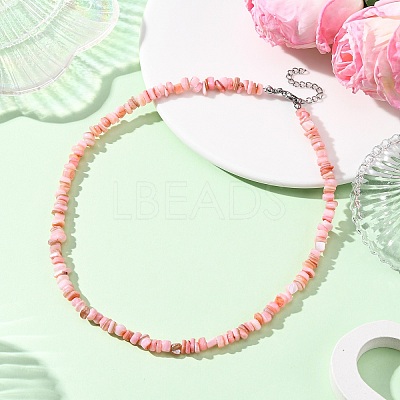 Dyed Natural Freshwater Shell Nuggets Beaded Necklaces NJEW-JN05488-04-1