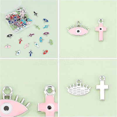 64Pcs 16 Style CCB Plastic Enamel Pendants CCB-FH0001-08-1