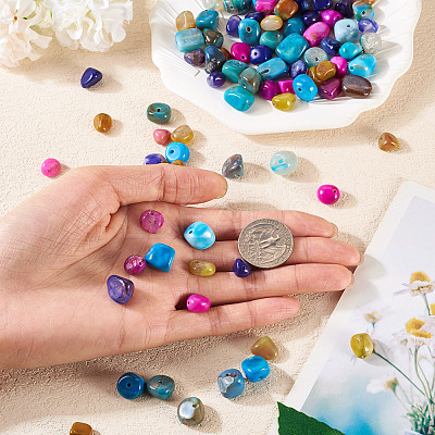 100Pcs 5 Colors Natural Agate Beads G-TA0002-51-1