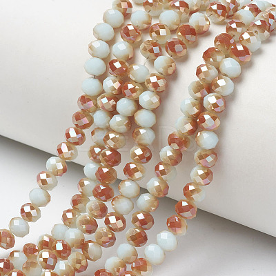 Electroplate Opaque Solid Color Glass Beads Strands EGLA-A034-P6mm-J-1