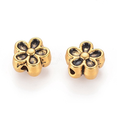 Tibetan Style Alloy 3D Flower Beads GLF0476Y-NF-1
