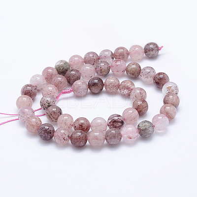 Natural Strawberry Quartz Beads Strands G-J373-16-8mm-1