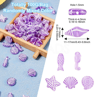 100G Ocean Theme Transparent Acrylic Beads MACR-TA0001-80B-1