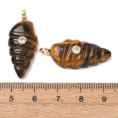 Natural Tiger Eye Carved Pendants G-H357-04G-03-1