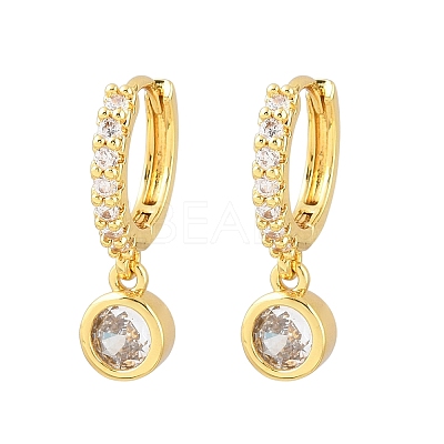 Brass Micro Pave Cubic Zirconia Hoop Dangle Earrings KK-Z166-15G-02-1