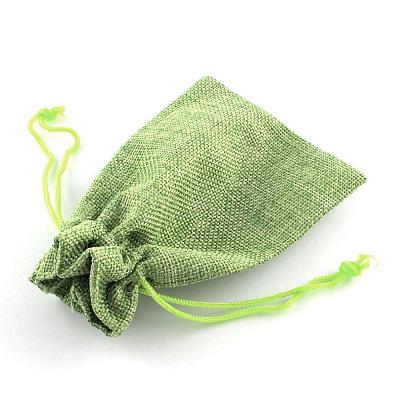 Polyester Imitation Burlap Packing Pouches Drawstring Bags ABAG-R005-9x7-02-1