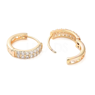 Brass Micro Pave Clear Cubic Zirconia Hoop Earrings LS-EJEW-S234-04G-1