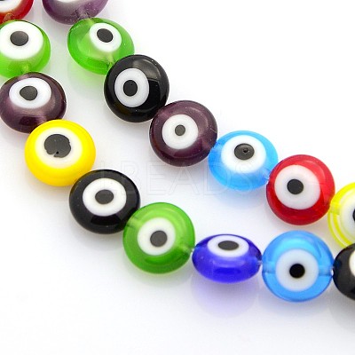 Handmade Evil Eye Lampwork Bead Strands X-LAMP-J029-8mm-M-1