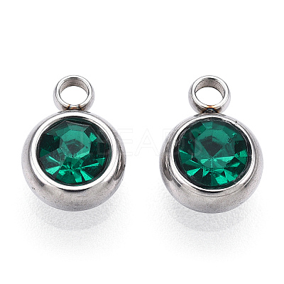201 Stainless Steel Rhinestone Charms X-STAS-S068-03-1