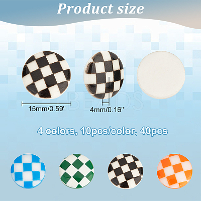 40Pcs 4 Colors Plastic Cabochons KY-DC0001-11-1