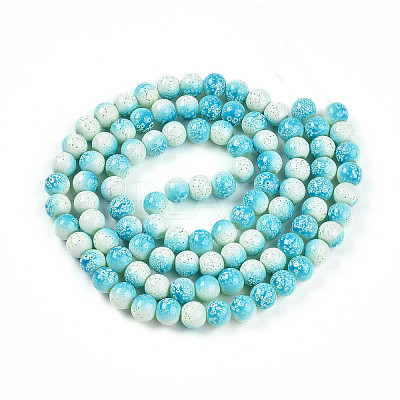 Transparent Baking Paint Glass Beads Strands DGLA-N009-8mm-05-1