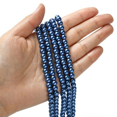 Eco-Friendly Dyed Glass Pearl Beads Strands HY-A008-6mm-RB087-1
