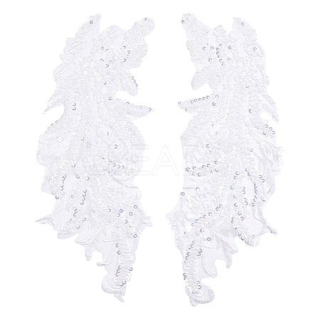 Leaf Polyester Embroidery Lace Appliques DIY-FG0003-90A-1