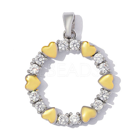 Brass Micro Pave Clear Cubic Zirconia Pendants CU-OY001-47P-02-1