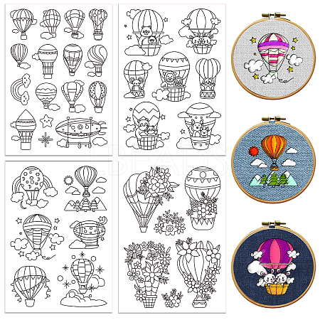 4 Sheets 11.6x8.2 Inch Stick and Stitch Embroidery Patterns DIY-WH0455-181-1