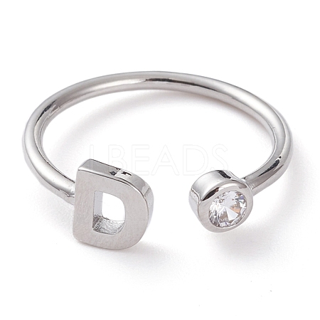 Brass Micro Pave Clear Cubic Zirconia Cuff Rings RJEW-J074-01P-D-1