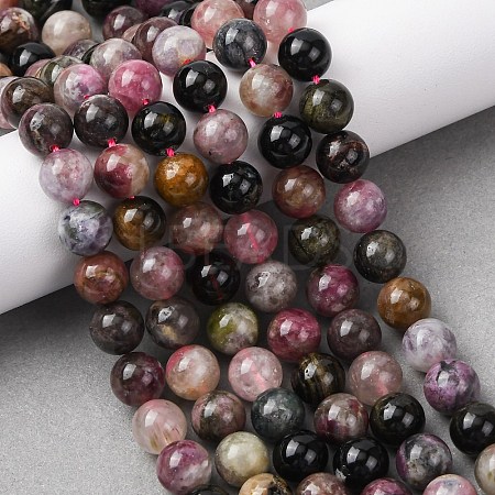 Natural Multicolor Tourmaline Round Bead Strands G-I162-01-8mm-1