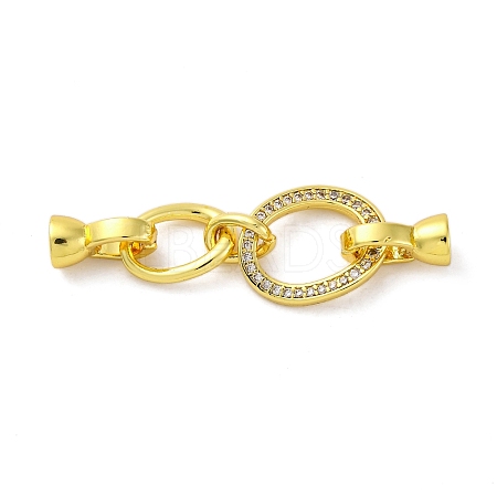 Brass Micro Pave Clear Cubic Zirconia Fold Over Clasps KK-U059-24G-1