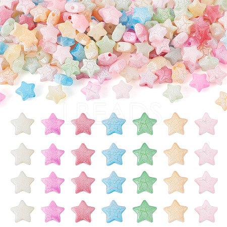 300Pcs Crackle Opaque Acrylic Beads OACR-TA0004-60-1
