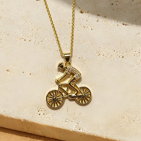 Sports Theme Brass Micro Pave Clear Cubic Zirconia Pendant Necklaces WG3884C-03-1