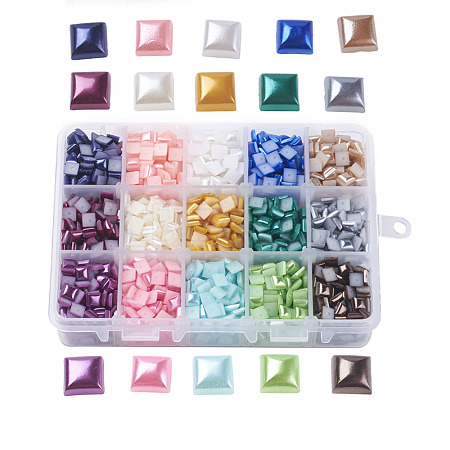 15 Colors ABS Plastic Imitation Pearl Cabochons SACR-JP0004-04-6x6mm-1