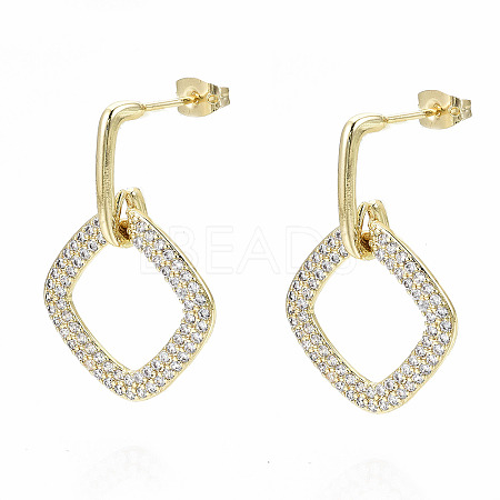 Brass Micro Pave Cubic Zirconia Dangle Stud Earrings EJEW-S208-134B-NF-1