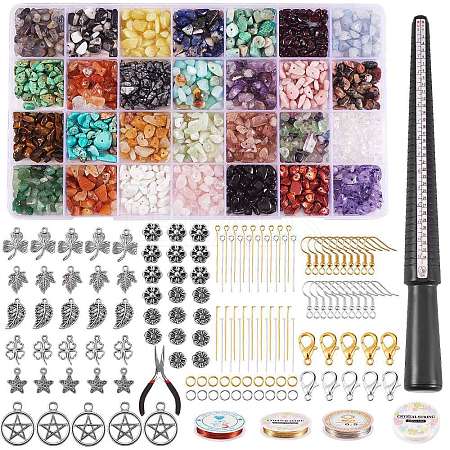 Natural Mixed Stone Chip Beads Kit for DIY Jewelry Set Making DIY-SZ0005-96-1