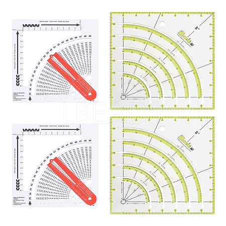 DICOSMETIC 2Pcs 2 Styles Square Fabric Cutting Rulers TOOL-DC0001-15-1