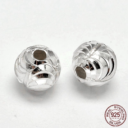Fancy Cut 925 Sterling Silver Round Beads STER-F012-09A-1