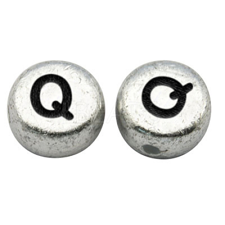 Silver Color Plated Acrylic Horizontal Hole Letter Beads MACR-PB43C9070-Q-1