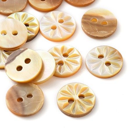 Carved Flower Natural Shell Buttons SH-CBA18B6-02B-01-1