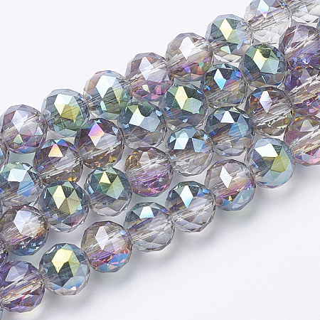 Electroplat Glass Beads Strands X-EGLA-Q092-8mm-B01-1