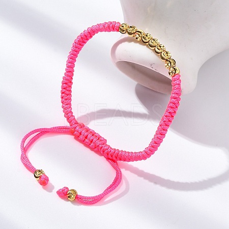 Polyester Cord Braided Bead Bracelets for Women BJEW-L698-01G-09-1