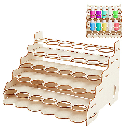5-Layer Wooden Craft Paint & Brash Rack DIY-WH0401-05-1