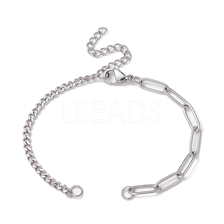 304 Stainless Steel Curb & Paperclip Chains Bracelet Making BJEW-JB10030-02-1